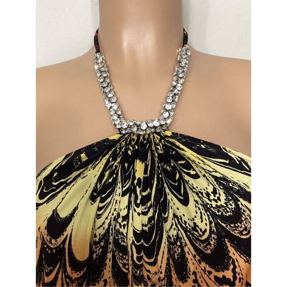 New. SKY multicolored silk mini dress with crystal rope at neck. Retails $249 - Picture 3 of 7